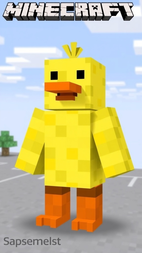 Minecraft duck skin design in 64x64 pixels with bright colors.